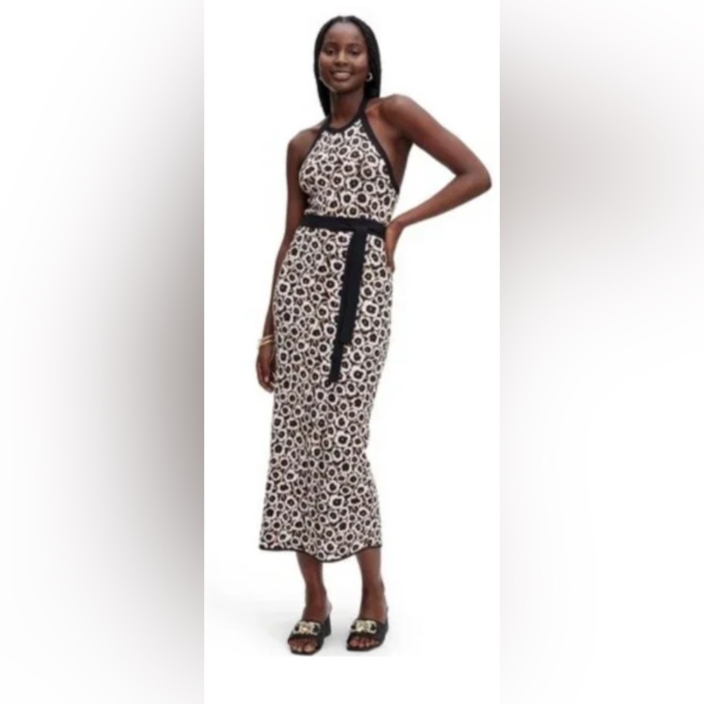 DVF Halter Dress - Tie Neck - Neutral Poppy - Sweaterknit NWT Size XXL